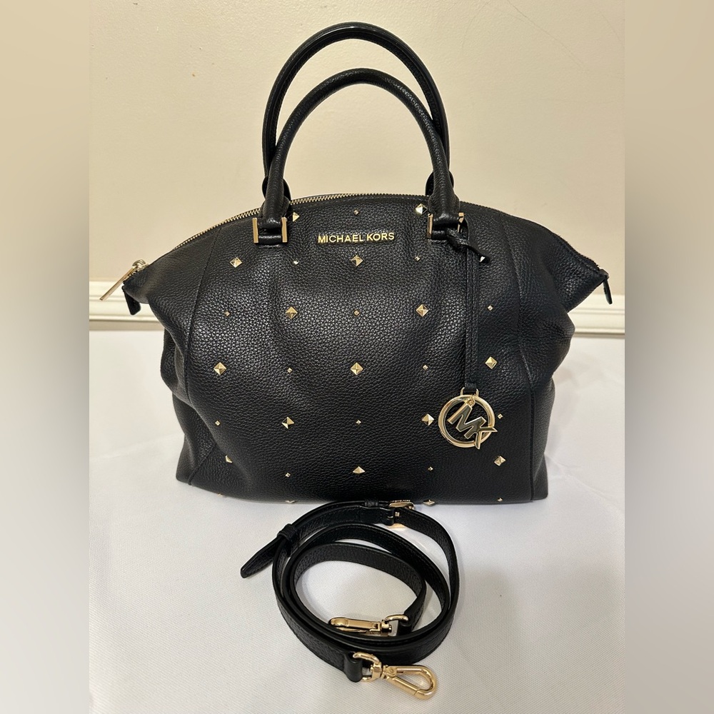 Michael Kors Studded Dome Satchel Black